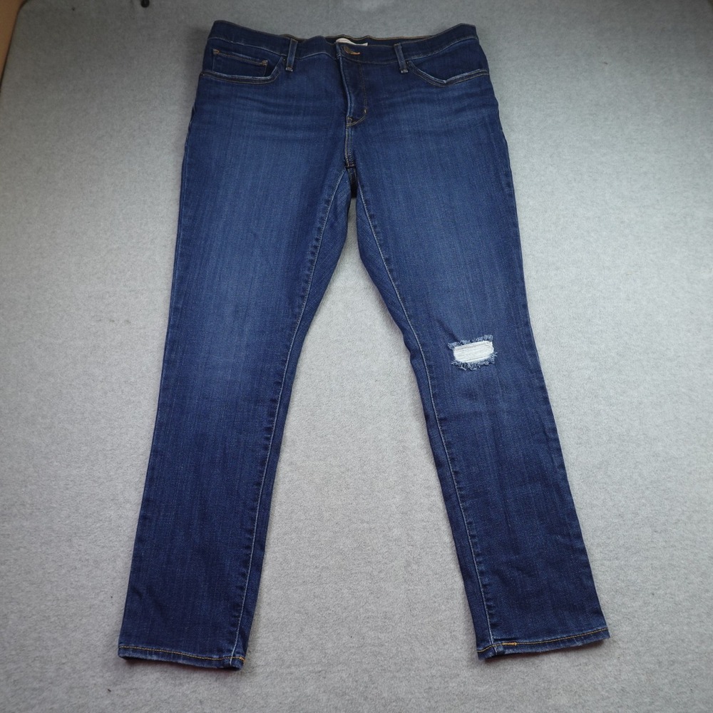 Levi's Jeans Womens 34 Dark Blue 311 Shaping Skinny Distressed Denim